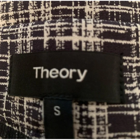 SZ S Black/White Plaid Theory Leggings - Picture 2 of 3